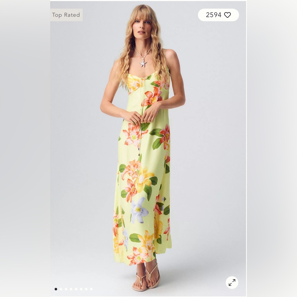 Maeve Sweetheart Slip Dress - size XL - Yellow Motif